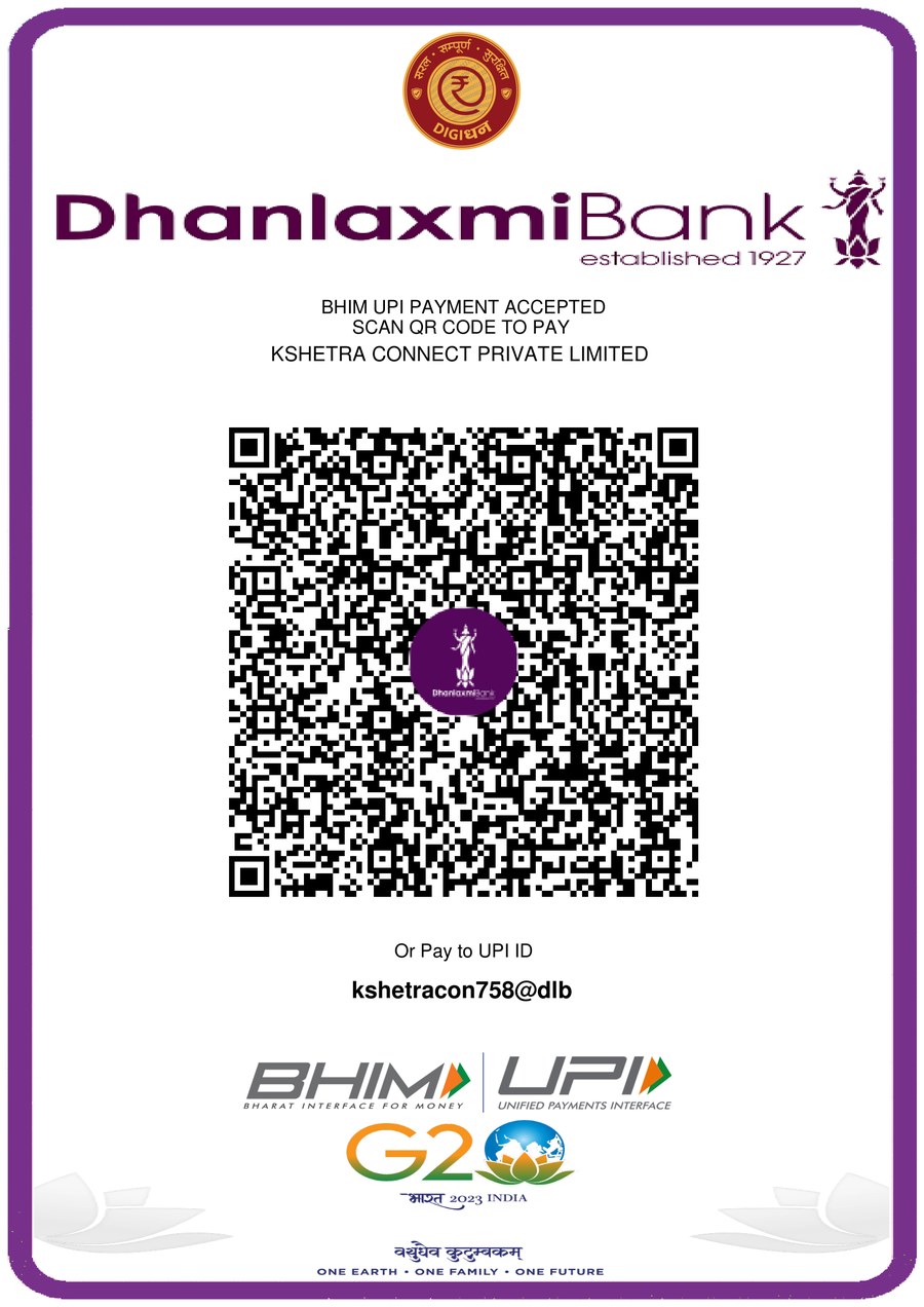 Scan this QR code to contribute to Kshetra Connect Private Limited via BHIM UPI